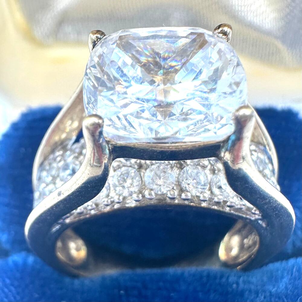 Key Star 925 sterling silver gold vermeil cubic zirconia cocktail ring size 7.5